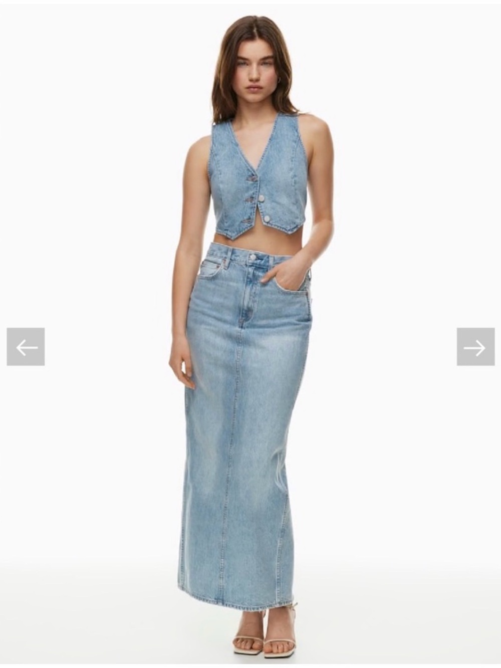 Aritzia Denim Forum The '90s Pencil Maxi Denim Skirt - size 24